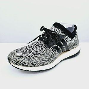 Adidas Womens Pureboost XG Core Sneakers 7.5 Black Silver Zebra Striped F33692